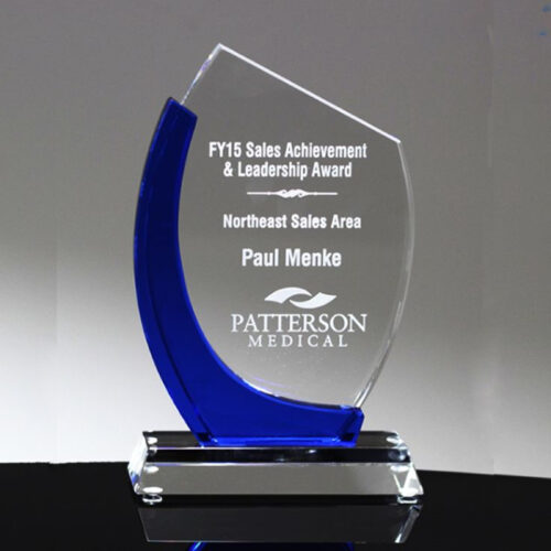 AA014 Blue-Curve Crystal Award